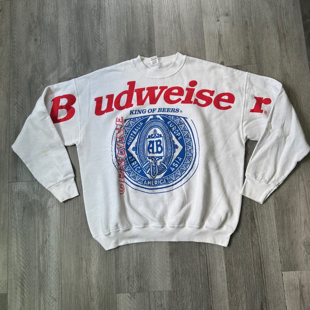 Vintage 90s Rare Budweiser King of Beers Sweatshirt Men's XL Genuine Logo